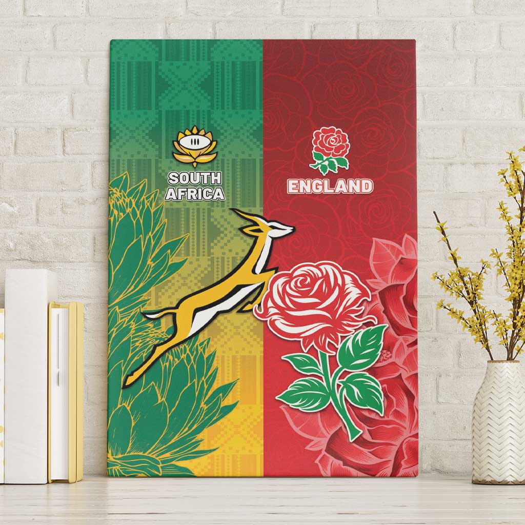 Springbok Roses South Africa And England Rugby Canvas Wall Art Springboks And Red Rose ...