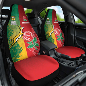 South Africa And England Rugby Car Seat Cover Springboks And Red Rose Together - African Pride