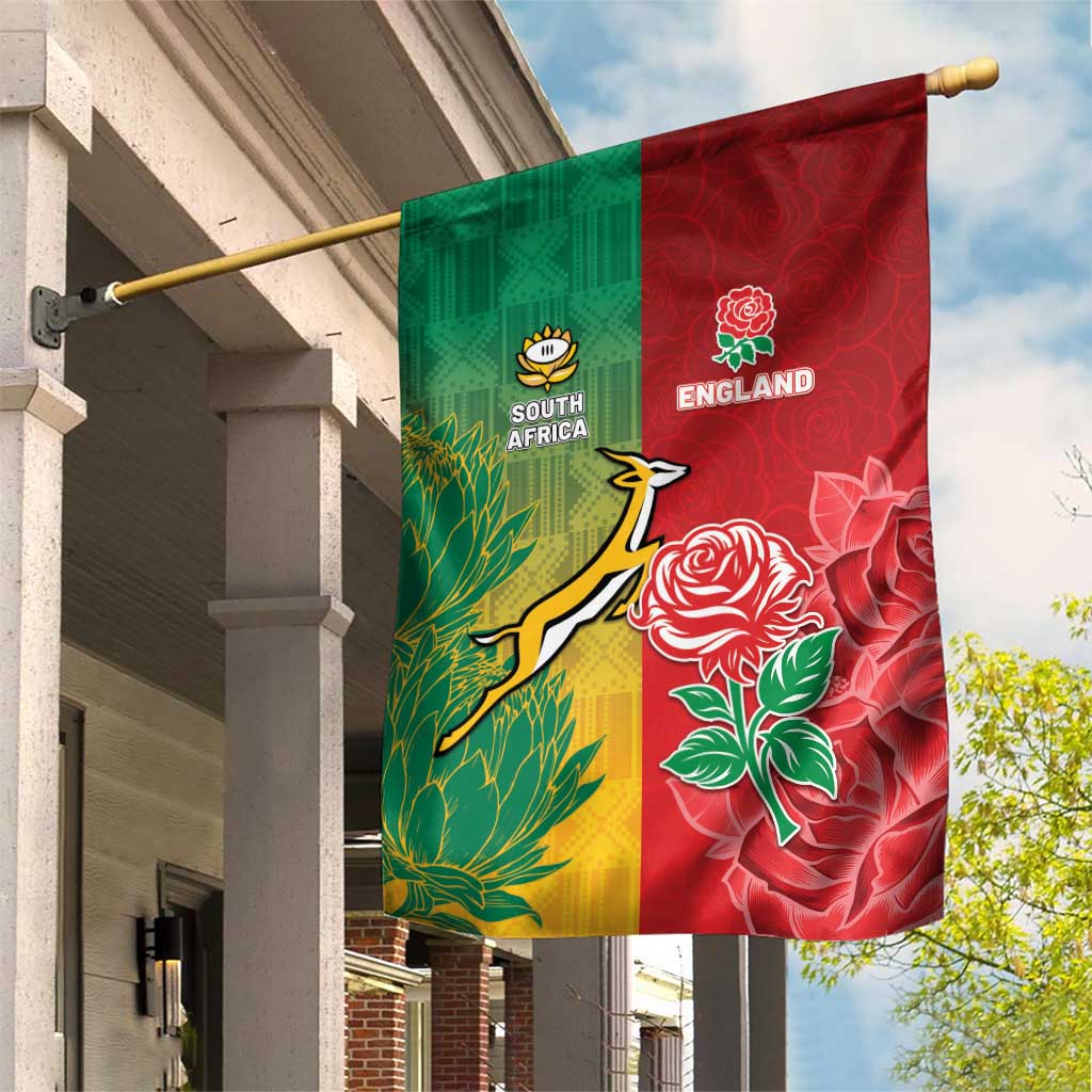 South Africa And England Rugby Garden Flag Springboks And Red Rose Together - African Pride
