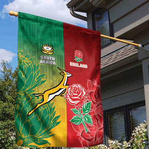 South Africa And England Rugby Garden Flag Springboks And Red Rose Together - African Pride