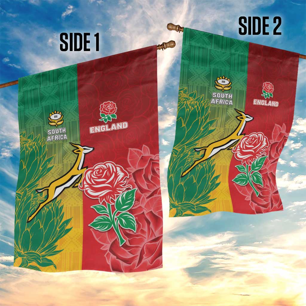 South Africa And England Rugby Garden Flag Springboks And Red Rose Together - African Pride