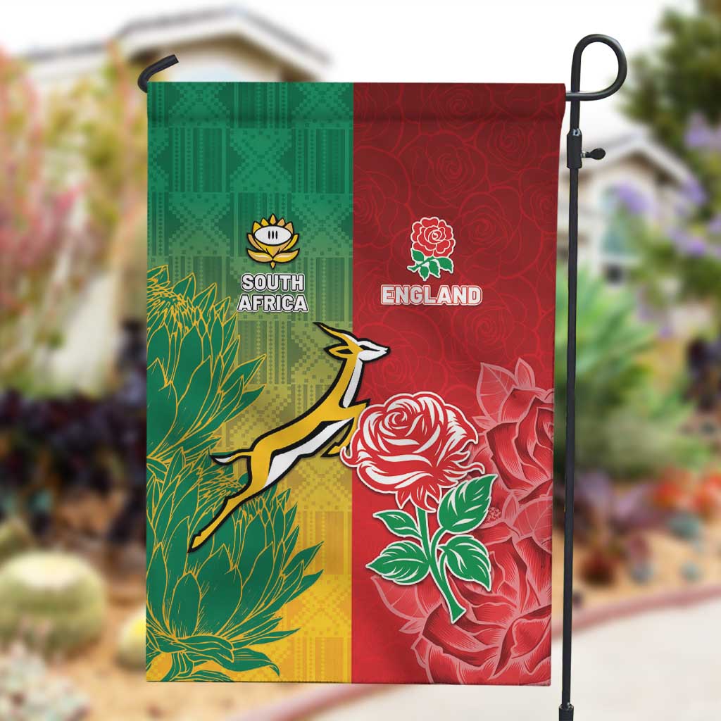 South Africa And England Rugby Garden Flag Springboks And Red Rose Together - African Pride