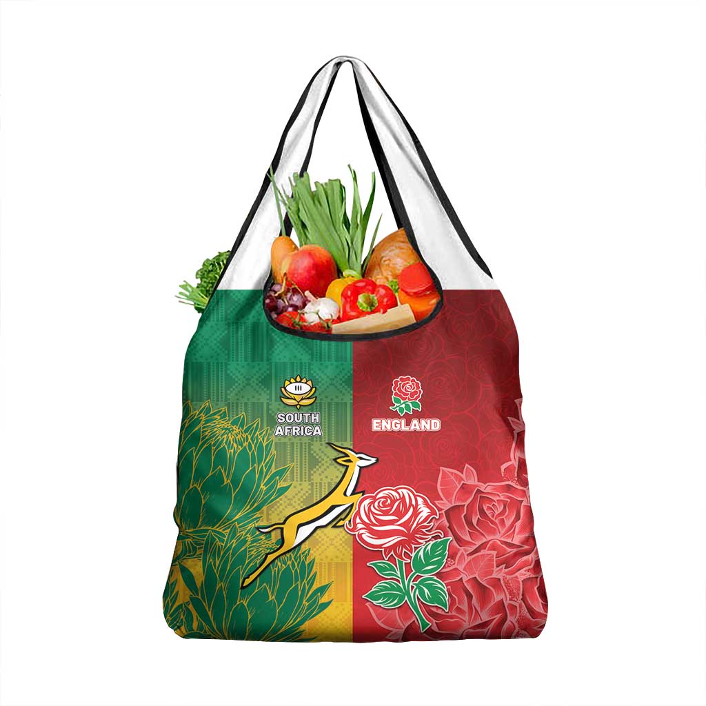 South Africa And England Rugby Grocery Bag Springboks And Red Rose Together - African Pride