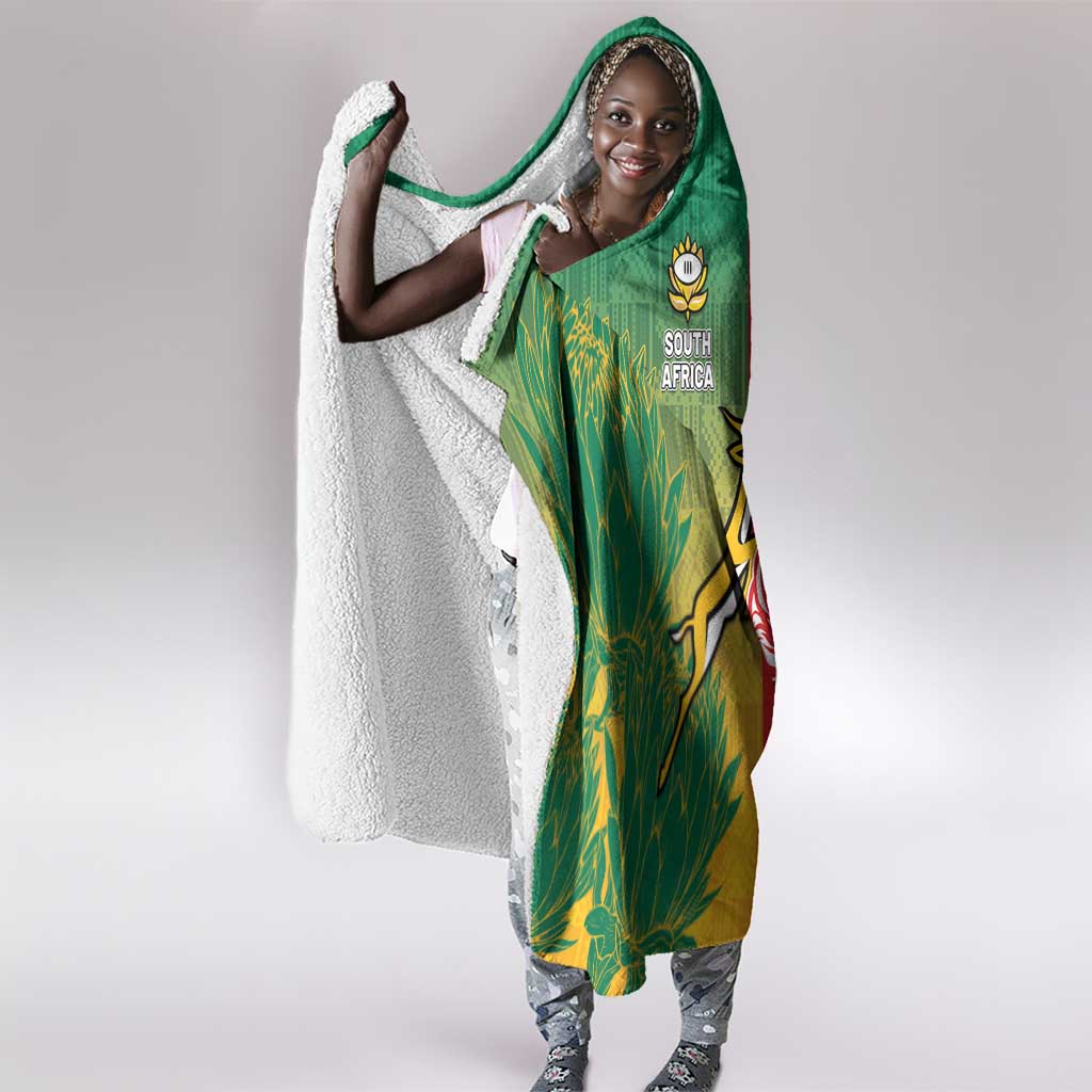 South Africa And England Rugby Hooded Blanket Springboks And Red Rose Together - African Pride