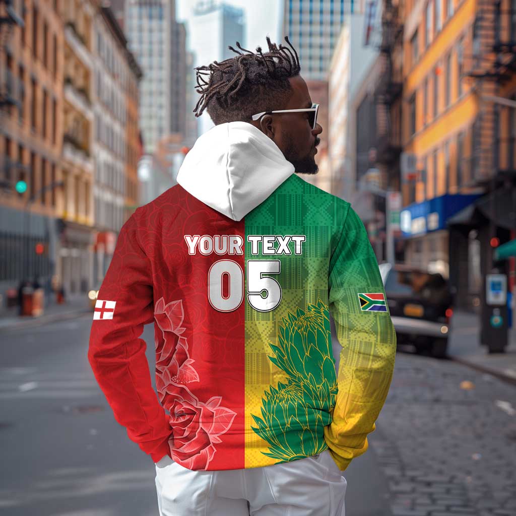 South Africa And England Rugby Custom Hoodie Springboks And Red Rose Together - African Pride