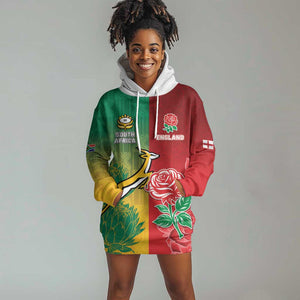 South Africa And England Rugby Custom Hoodie Dress Springboks And Red Rose Together - African Pride