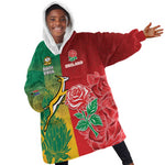 South Africa And England Rugby Custom Kid Wearable Blanket Hoodie Springboks And Red Rose Together - African Pride