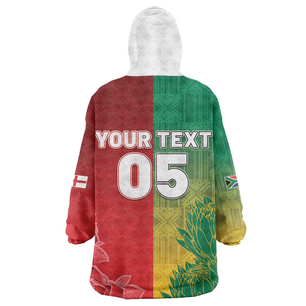 South Africa And England Rugby Custom Kid Wearable Blanket Hoodie Springboks And Red Rose Together - African Pride
