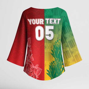 South Africa And England Rugby Custom Kimono Sleeve Blouse Springboks And Red Rose Together - African Pride