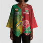 South Africa And England Rugby Custom Kimono Sleeve Blouse Springboks And Red Rose Together - African Pride