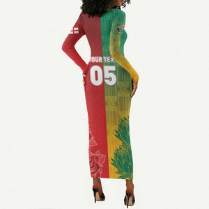 South Africa And England Rugby Custom Long Sleeve Bodycon Dress Springboks And Red Rose Together - African Pride