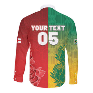 South Africa And England Rugby Custom Long Sleeve Button Shirt Springboks And Red Rose Together - African Pride