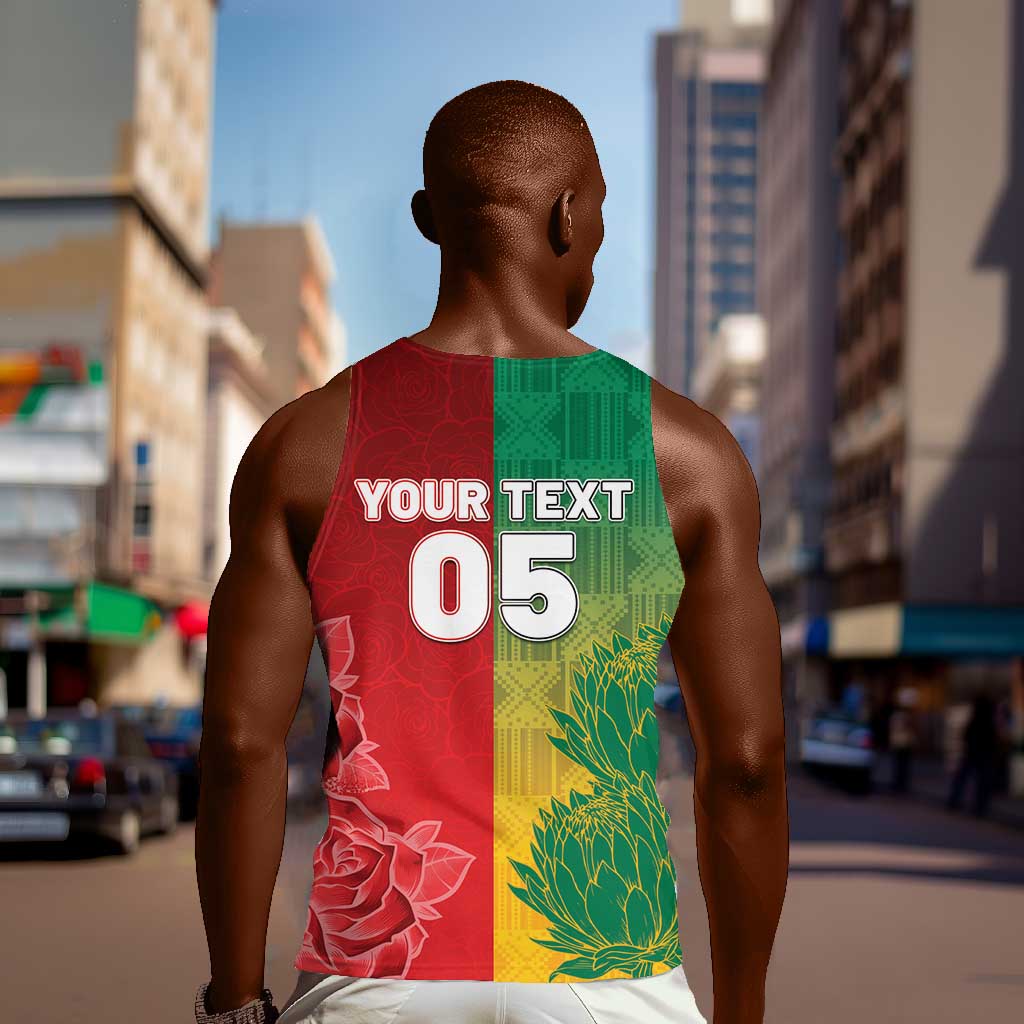 South Africa And England Rugby Custom Men Tank Top Springboks And Red Rose Together - African Pride