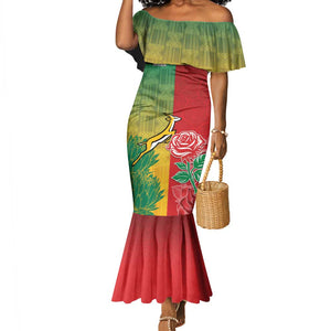 South Africa And England Rugby Custom Mermaid Dress Springboks And Red Rose Together - African Pride