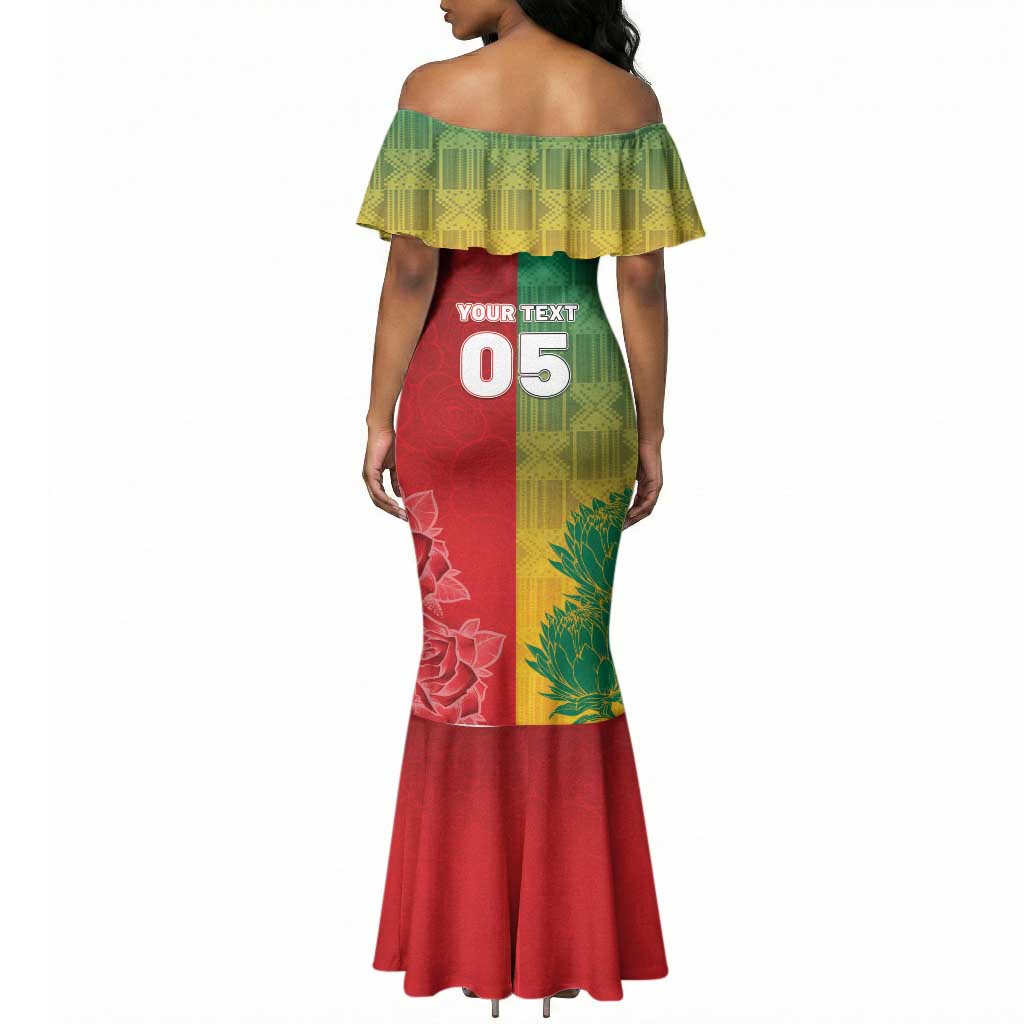 South Africa And England Rugby Custom Mermaid Dress Springboks And Red Rose Together - African Pride