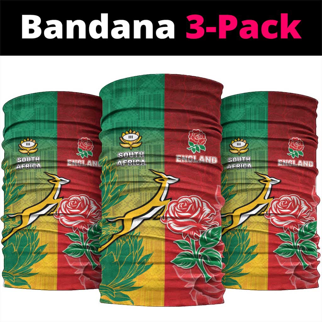 South Africa And England Rugby Neck Gaiter Springboks And Red Rose Together - African Pride