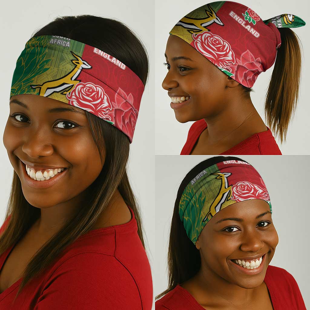 South Africa And England Rugby Neck Gaiter Springboks And Red Rose Together - African Pride