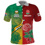 South Africa And England Rugby Custom Polo Shirt Springboks And Red Rose Together - African Pride