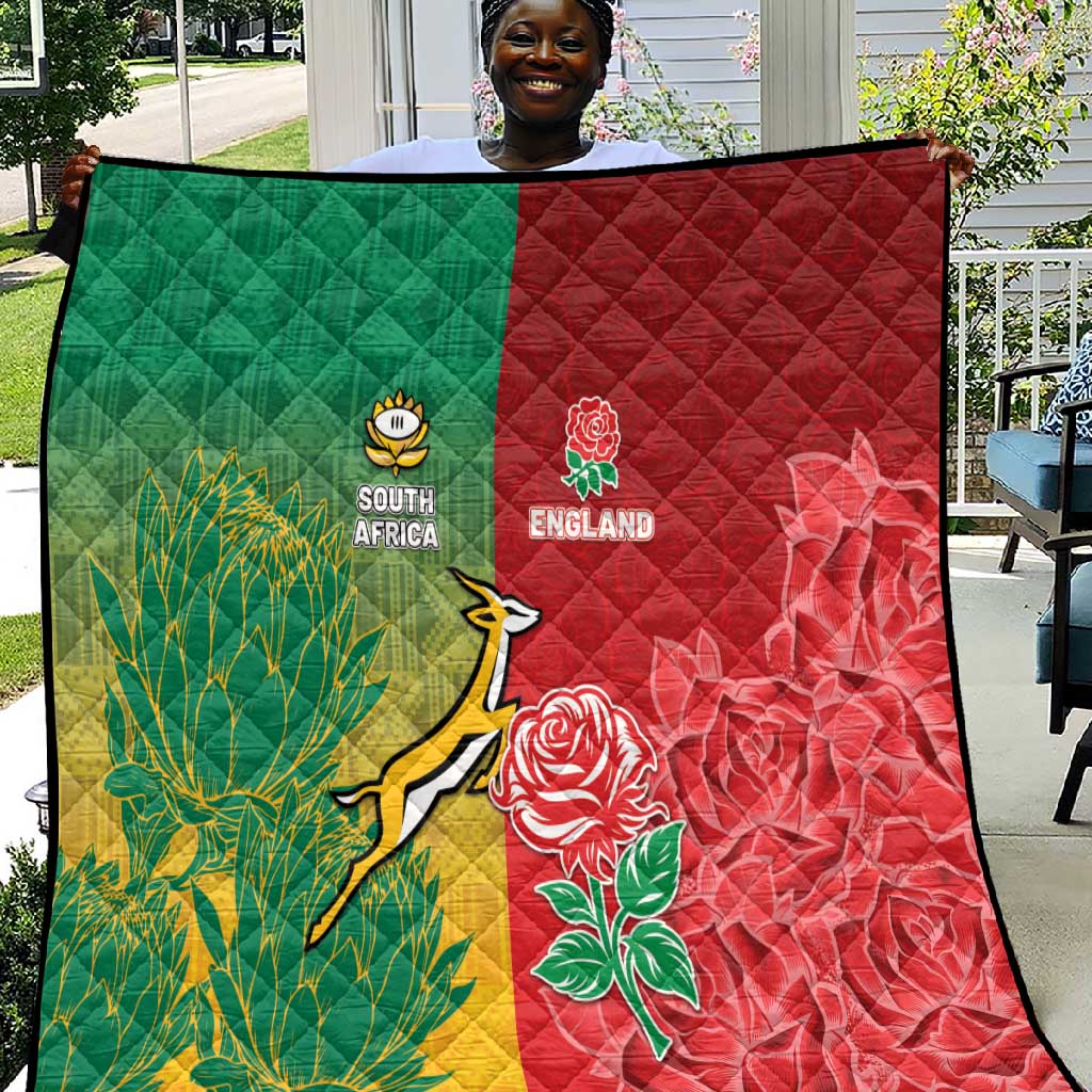 South Africa And England Rugby Quilt Springboks And Red Rose Together ...