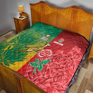 South Africa And England Rugby Quilt Springboks And Red Rose Together - African Pride