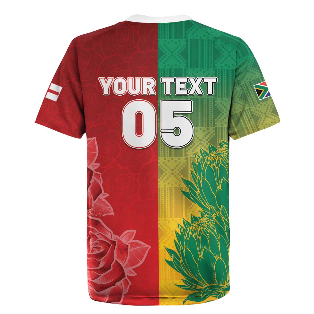 South Africa And England Rugby Custom Rugby Jersey Springboks And Red Rose Together - African Pride