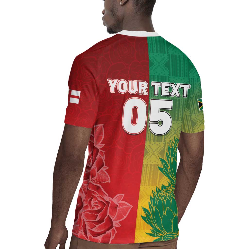 South Africa And England Rugby Custom Rugby Jersey Springboks And Red Rose Together - African Pride