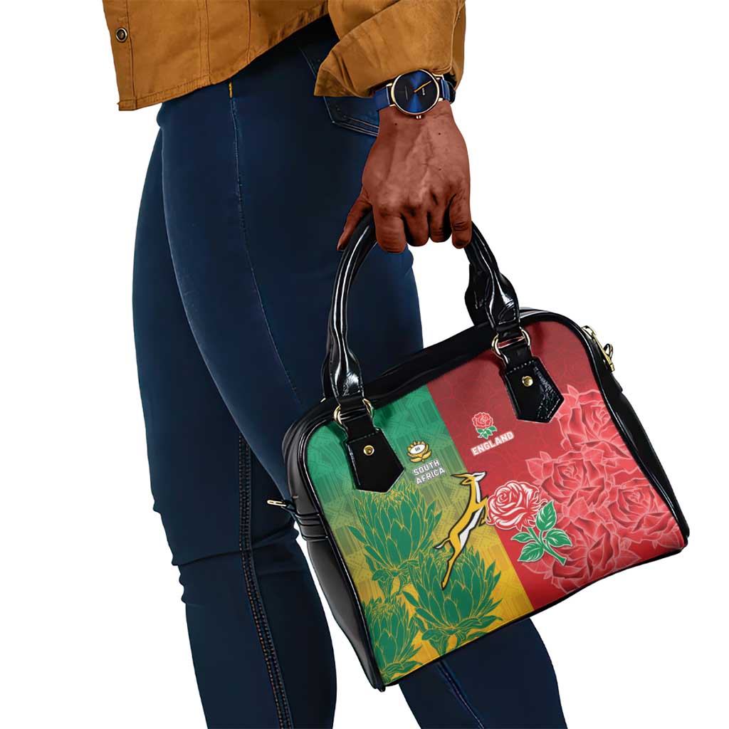 South Africa And England Rugby Shoulder Handbag Springboks And Red Rose Together - African Pride