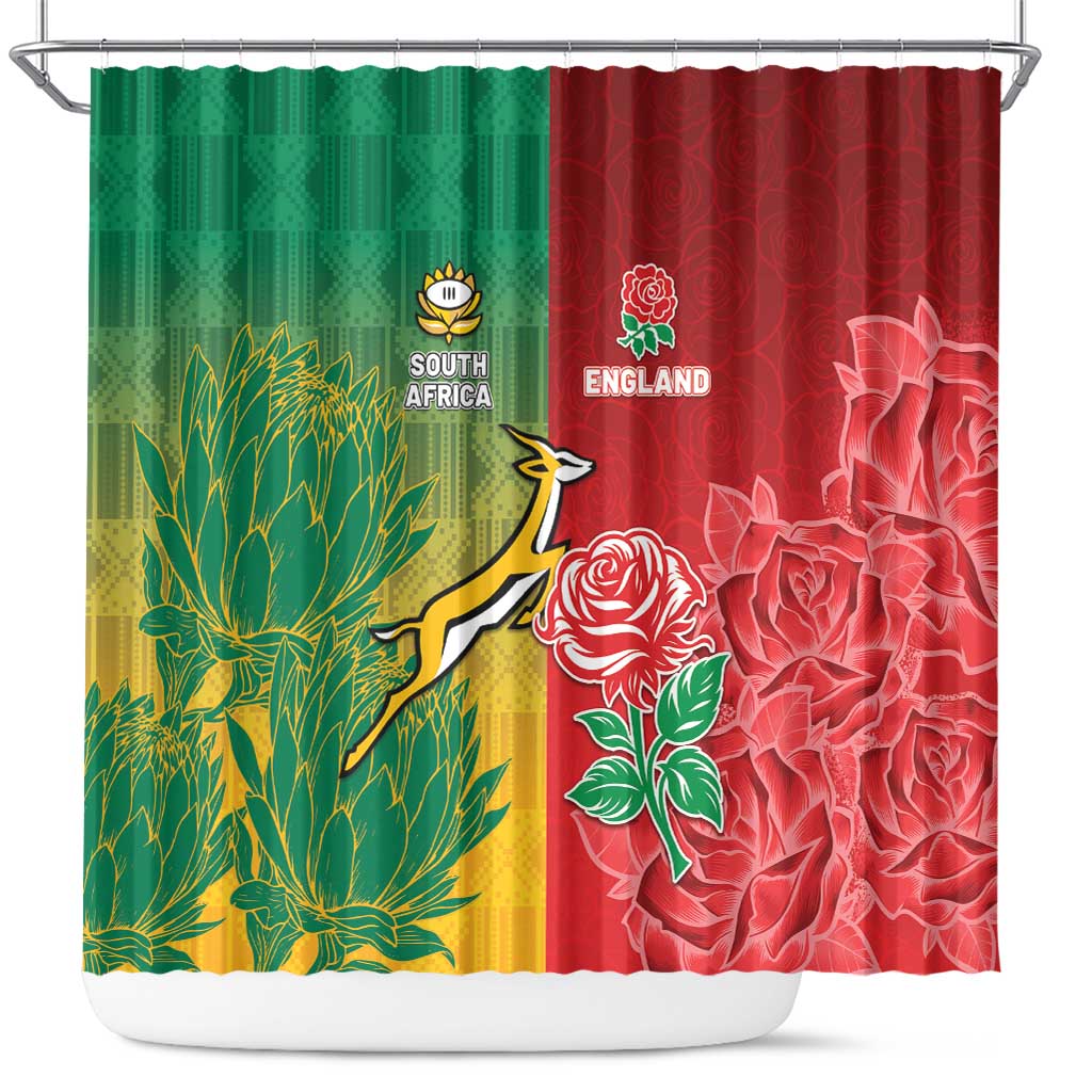 South Africa And England Rugby Shower Curtain Springboks And Red Rose ...