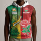 South Africa And England Rugby Custom Sleeveless Hoodie Springboks And Red Rose Together - African Pride
