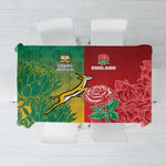 South Africa And England Rugby Tablecloth Springboks And Red Rose Together - African Pride