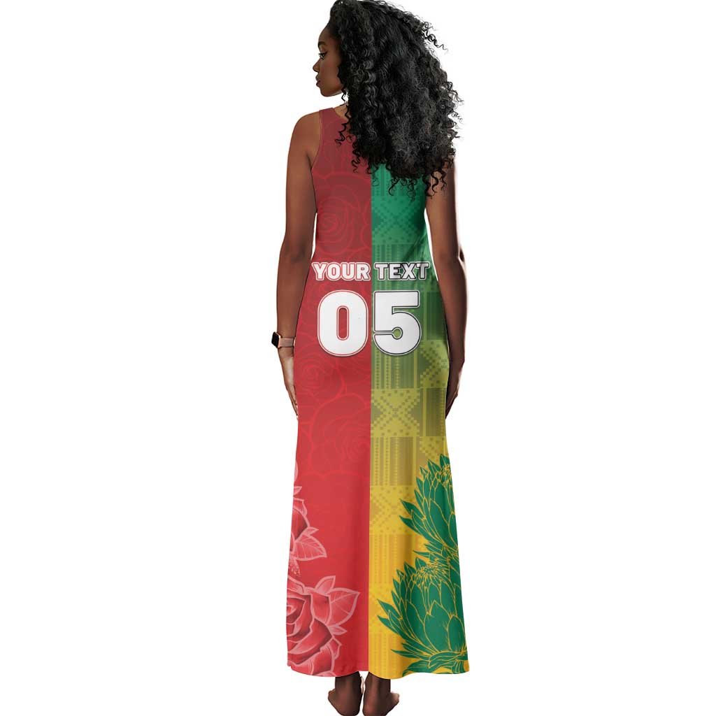 South Africa And England Rugby Custom Tank Maxi Dress Springboks And Red Rose Together - African Pride