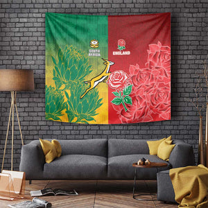 South Africa And England Rugby Tapestry Springboks And Red Rose Together - African Pride