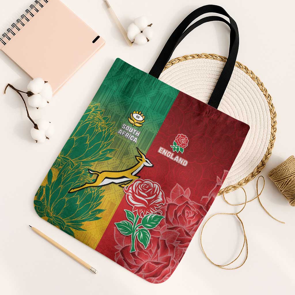Springbok Roses South Africa And England Rugby Tote Bag Springboks And Red Rose ...