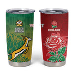 South Africa And England Rugby Custom Tumbler Cup Springboks And Red Rose Together - African Pride