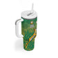 South Africa And England Rugby Custom Tumbler With Handle Springboks And Red Rose Together - African Pride