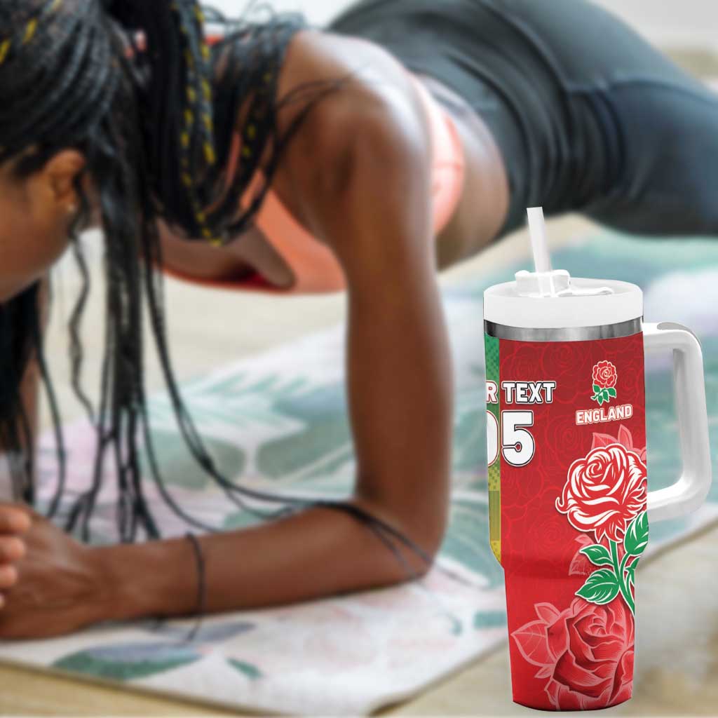 South Africa And England Rugby Custom Tumbler With Handle Springboks And Red Rose Together - African Pride