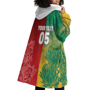 South Africa And England Rugby Custom Wearable Blanket Hoodie Springboks And Red Rose Together - African Pride
