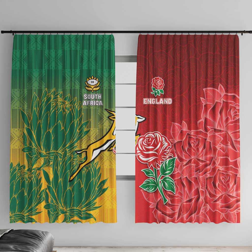 Springbok Roses South Africa And England Rugby Window Curtain Springboks And Red Rose ...