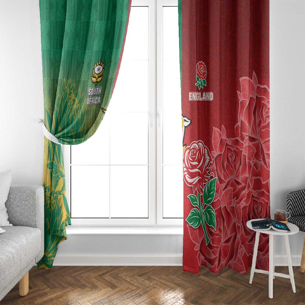 South Africa And England Rugby Window Curtain Springboks And Red Rose Together - African Pride