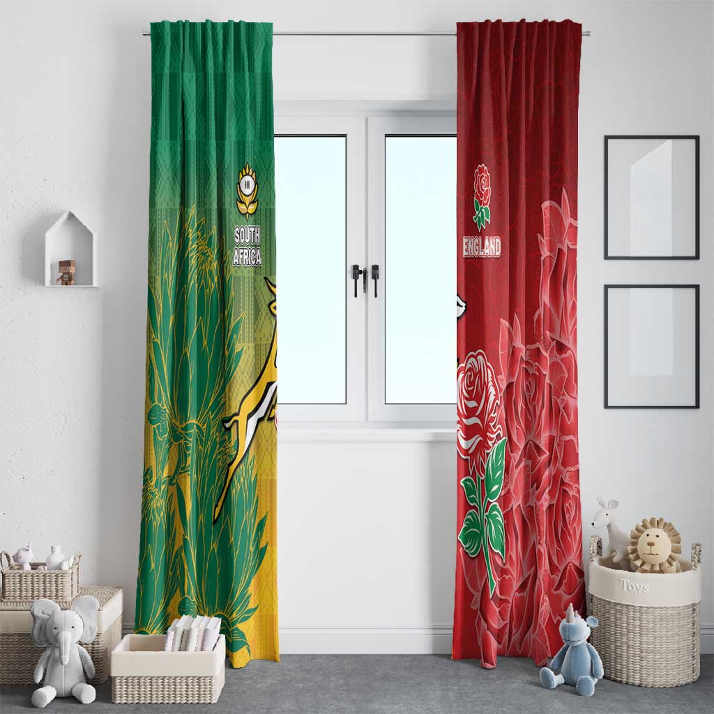 South Africa And England Rugby Window Curtain Springboks And Red Rose Together - African Pride
