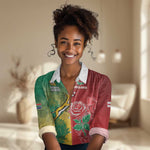 South Africa And England Rugby Custom Women Casual Shirt Springboks And Red Rose Together - African Pride