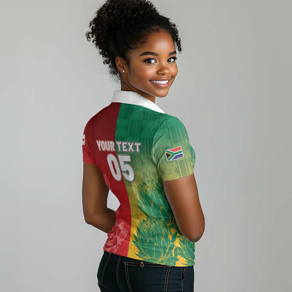 South Africa And England Rugby Custom Women Polo Shirt Springboks And Red Rose Together - African Pride