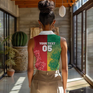 South Africa And England Rugby Custom Women Sleeveless Polo Shirt Springboks And Red Rose Together - African Pride