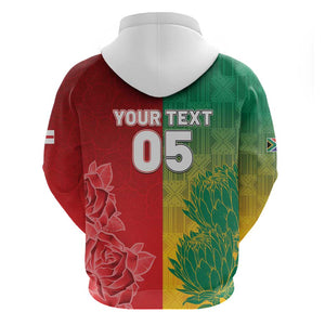 South Africa And England Rugby Custom Zip Hoodie Springboks And Red Rose Together - African Pride