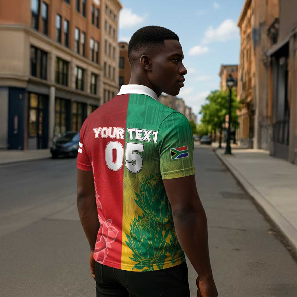 South Africa And England Rugby Custom Zipper Polo Shirt Springboks And Red Rose Together - African Pride
