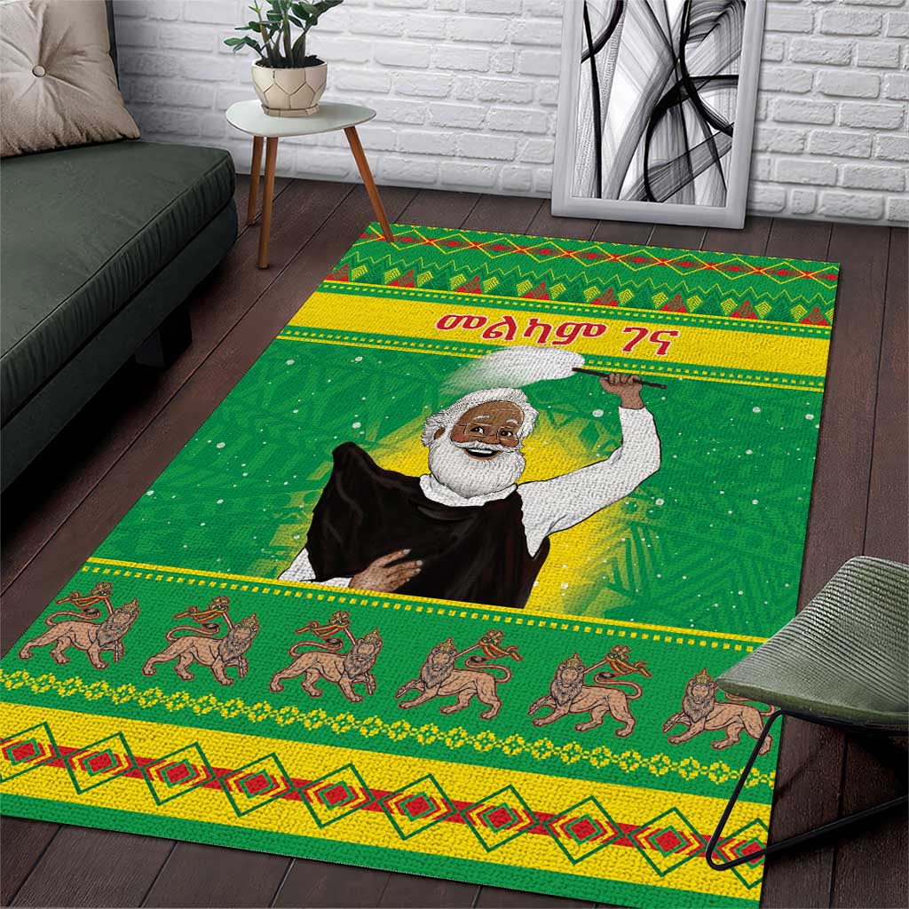 Afro Ethiopia Christmas Area Rug Melkam Gena Yegena Abat