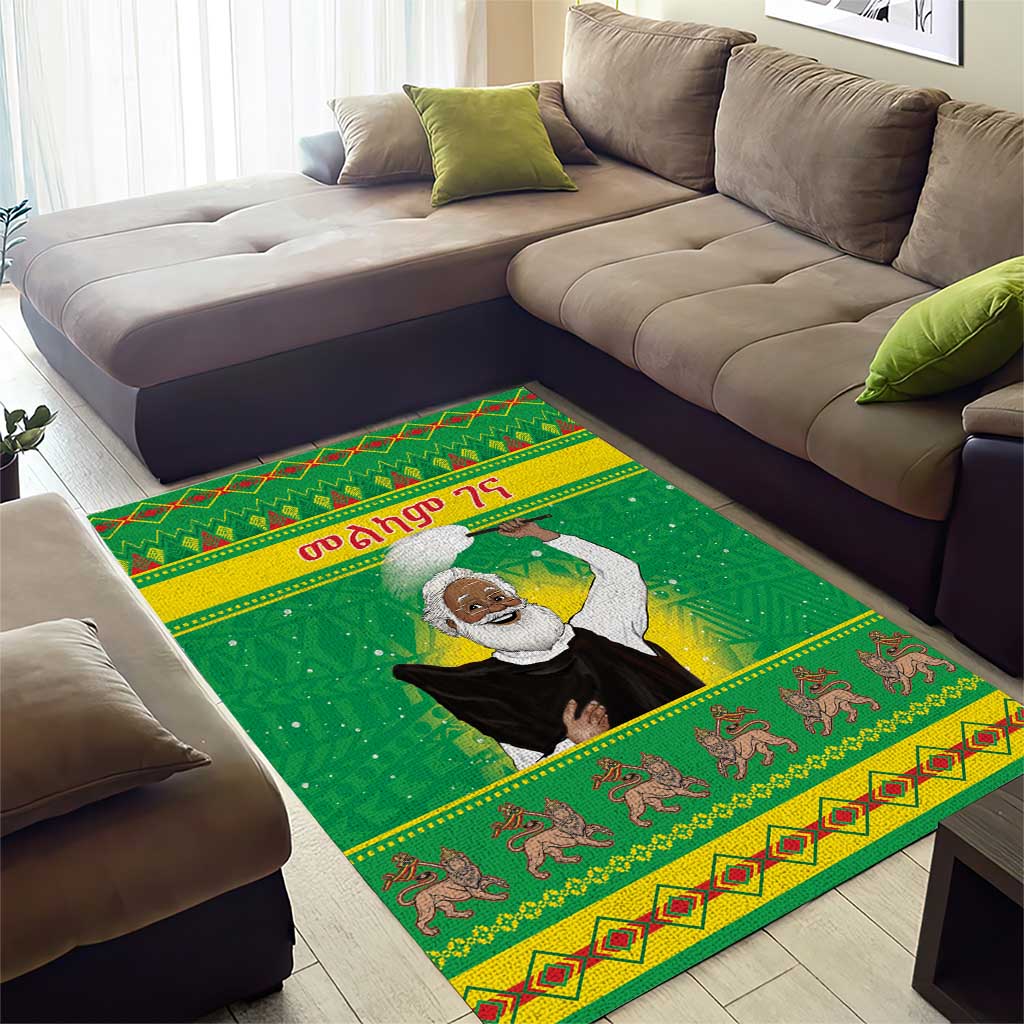 Afro Ethiopia Christmas Area Rug Melkam Gena Yegena Abat