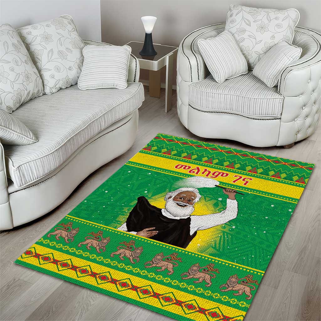 Afro Ethiopia Christmas Area Rug Melkam Gena Yegena Abat