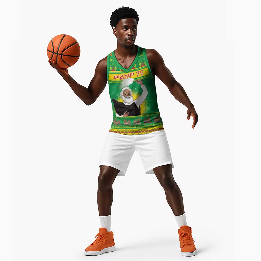 Afro Ethiopia Christmas Basketball Jersey Melkam Gena Yegena Abat - African Pride