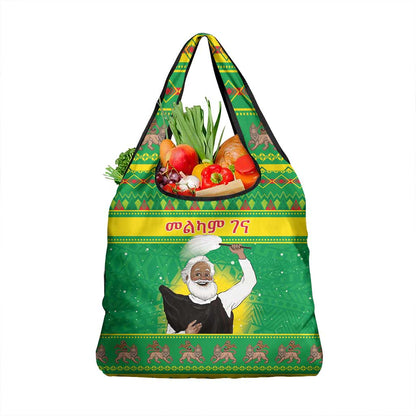 Afro Ethiopia Christmas Grocery Bag Melkam Gena Yegena Abat